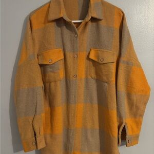 Checkered mustard and taupe Women's shacket